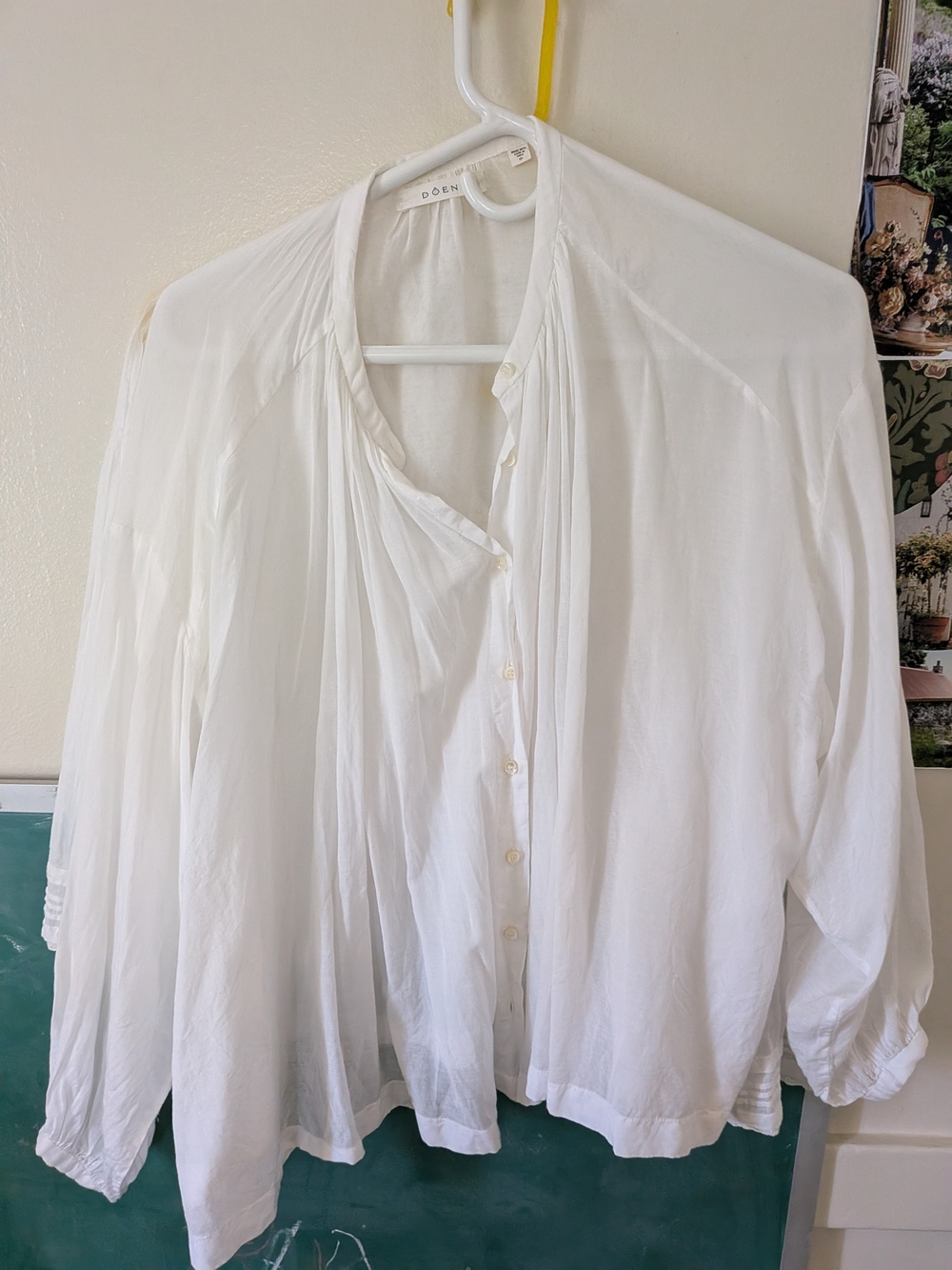 Doen Jane Ivory Button-Front Peasant Blouse